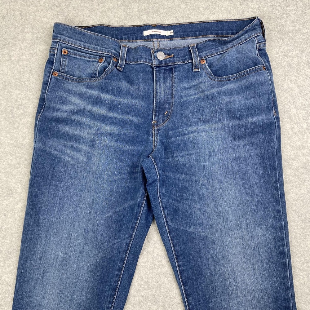 Levis Boyfriend Jeans Womens 30 Blue High Rise Relaxed Stretch Denim 19887-0020